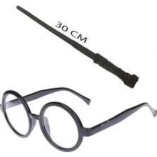Uravas Store Harry Potter Asası 30 cm ve Siyah Çerçeveli Harry Potter Gözlüğü Seti