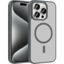 Maks Technology iPhone 15 Pro Kılıf M-Safe Şarj Özellikli Mkst Babet Kapak - Gri