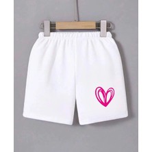 Senka Beli Lastikli Baskılı Mini Şort - Beyaz -