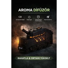 Uravas Store Buhar Efektli Zırhlı Tren Tasarımlı Aromaterapi Hava Nemlendirici – LED Işıklı, Sessiz ve USB Şarjl