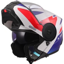 Ls2 Scope 2 Duria Çeneden Açılır Kask (Beyaz-Mavi-Kırmızı)