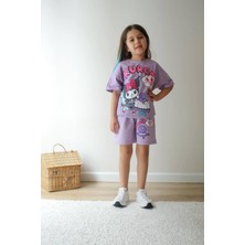 Cg Kids Kuromi Kız Çocuk Tshirt ve Şort Alt Üst Takım Süper Kalite
