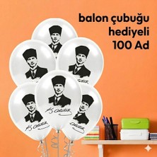 Muka Atam Balon 12 Inç-30 cm 100 Adet-Balon Çubuğu Hediyeli 100 Adet-