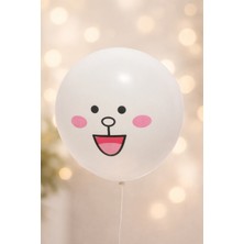Eng Parti Dünyası 10’lu Paket Sevimli Yüz Baskılı Beyaz Balon ENG-B1110
