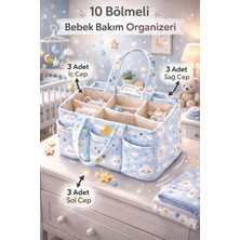 Morport Premium Mavi Bebek Bakım Çantası I Anne Bebek Organizer | Çok Bölmeli , Geniş Hacimli 30 x 20 x 21
