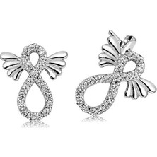 925 Ayar Gümüş Kanatlı Sonsuzluk Çivili Küpe