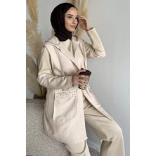 Julude Kapüşonlu Yelek Tunik Pantolon Tesettür Üçlü Takım P-00019185