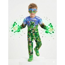 Sedirli Mınecraft Kaslı Süper Kahraman Kostüm Maskeli Mınecraft Çocuk Kostüm Kaslı Kostüm