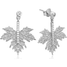 925 Ayar Gümüş Çınar Yaprağı Küpe