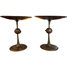 TT Antika Bronz Ayaklı Sunumluk Çifti