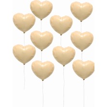 Eng Parti Dünyası 10 Adet Krem Rengi Kalp Şeklinde Folyo Balon ENG-B1051