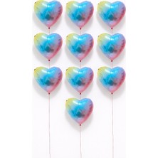 Eng Parti Dünyası 10 Adet Gökkuşağı Renkli Kalp Folyo Balon – Canlı, Parlak ve Dikkat Çekici ENG-B1052