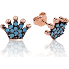 925 Ayar Gümüş Kraliçe Tacı Çivili Küpe