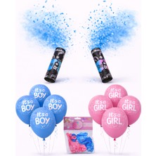 Eng Parti Dünyası Cinsiyet Belirleme Parti Seti – 2 Adet Mavi Konfeti ve 10 Adet It’s A Boy / It’s A Girl Balonu