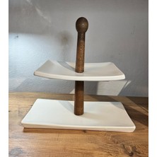 Aless 2 Katlı Porselen Sunumluk Dikdörtgen