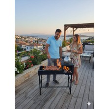 FBT Kamp, Piknik ve Bahçe Için Profesyonel Odun ve Kömürlü Katlanabilir Mangal Siyah