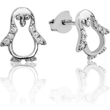 925 Ayar Gümüş Penguen Çivili Küpe