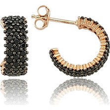 925 Ayar Gümüş Tamtur Siyah Taşlı Küpe