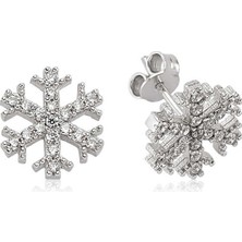 925 Ayar Gümüş Kar Tanesi Çivili Küpe