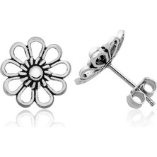 925 Ayar Gümüş Telkari Papatya Çivili Küpe