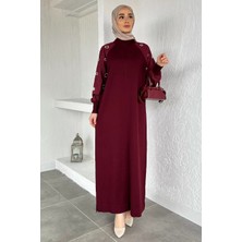 Julude Kollar Taş Işlemeli Tesettür Triko Elbise P-00020954