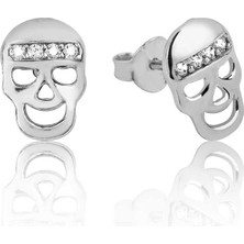 925 Ayar Gümüş Kuru Kafa Çivili Küpe