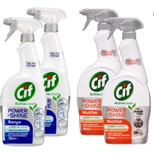 Cif Power Shine Banyo ve Mutfak Kireç Sökücü 750 ml 4 Lü Set
