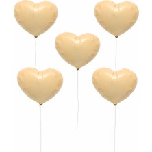 Eng Parti Dünyası 5 Adet Kalp Şeklinde Krem Rengi Folyo Balon ENG-B1051