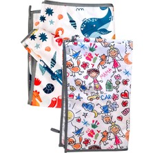Delixa , Seaworld Ikili, Ekonomik Set, Ebat: 65X80CM, Sıvı Geçirmez Alt Açma Örtüsü, Bebek Bakım Örtüsü, Bü