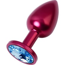Delixa Metal Mavi Taşlı Anal Plug Orta Boy