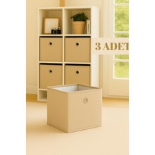 Delixa 3 Adet Organizer Kutu Düzenleyici Sepet Çok Amaçlı Saklama Kutusu (Bej)