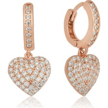 ​gümüş Kalp Detaylı Mengeçli Küpe