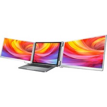 Trimonitör 16″ Taşınabilir Ikili Monitör 360° (Çift Kablolu)