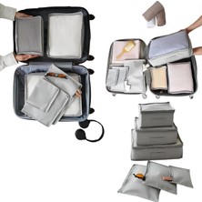 Delixa 6'lı Valiz Düzenleyici Içi Organizer, Fileli Gri Puantiyeli Valiz Içi Organizer, Hastane Bebek Düzen