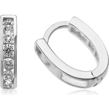 Gümüş Beyaz Taşlı Küpe