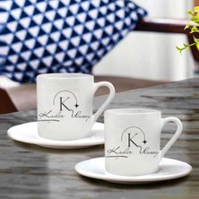 Çılgıntrend Kişiye Özel Isimli ve Baş Harf Tasarımlı 2'li Türk Kahvesi Fincan Seti – Modern Harfli Fincan Takımı