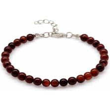 Delixa Erkek Doğal Kehribar Bileklik - Koyu - Küre Kesim - Zincirli