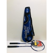 Delixa Çantalı Çiftli Badminton 2 Adet Raket + Badminton Topu + Çantası Set Halinde Mavi