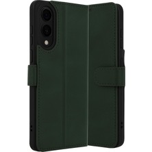 Delixa ile Uyumlu S25 Edge Yeşil S Kapaklı Kartlıklı Kılıf, S- S25 Edge Kılıf