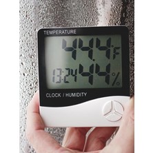 Delixa Zauss 2 Adet Dijital Termometre Sıcaklık Nem Ölçer Masa Saati Alarm