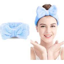 Delixa Fiyonk Peluş Bandana Makyaj Spa Saç Bandı Buz Mavi