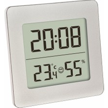 Delixa Dijital Saatli Nem Ölçer Termometre, Gri