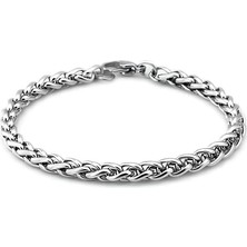 Delixa ® Erkek Bileklik Paslanmaz Gümüş Renk Iç Içe Geçmeli Burgulu Angelus Unisex (20 Cm-4mm)