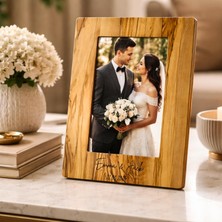 Egedeneve Kişiye Özel Zeytin Ağacı Fotoğraf Çerçevesi - Isim Yazılabilir - Ahşap Çerçeve Asetat Koruyucu  - Yatay Ya Da Dikey Kullanım Seçeneği
