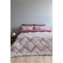 Delixa Çift Kişilik 4 Yastık Kılıflı Lastikli Çarşaflı Çift Taraflı Desenli Uyku Seti- Gül Kurusu