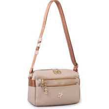 Nas Bag Kadın  Çok Bölmeli Orta Boy Çapraz Omuz Çantası Kum Taba Lopez