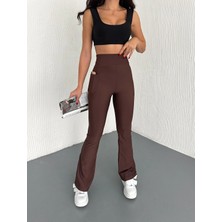 Kadın Yüksek Bel Yandan Cepli Ispanyol Tayt Pantolon