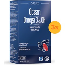 Orzax Ocean Omega 3 Qh 30 Kapsül - 3 Adet (90 Kapsül) - Dezenfektan Hediyeli (%72 Alkol)