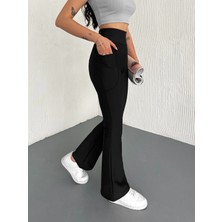 Kadın Yüksek Bel Yandan Cepli Ispanyol Tayt Pantolon