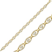 925 Ayar Gümüş Gold Oval Su Yolu Bileklik